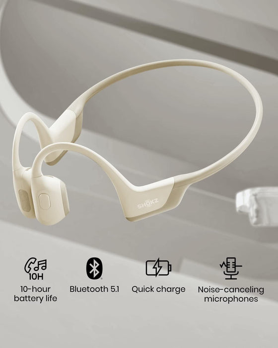 Shokz OpenRun Pro Headphones Open Ear Bone Conduction Wireless Headsets Beige
