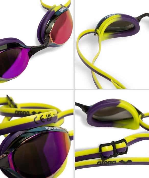 Arena Python Mirror Swimming Goggles UV Protection Lens - Violet/Plum/Lime