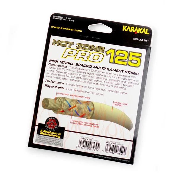 Karakal Hot Zone Pro 125 Squash Racket String Nano Coating Multifilament Core 110MKarakal