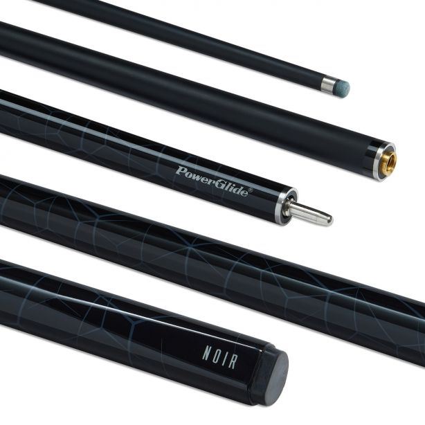 Powerglide  Noir Snooker Cue 2 Piece 57" Fibreglass Composite 10mm Tip Ultra Smooth Gloss Finish