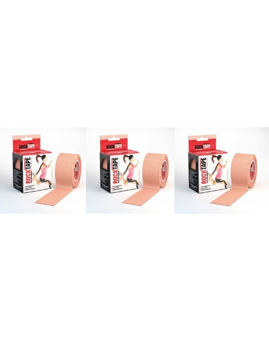 Rocktape Strong Adhesive Kinesiology Tape Standard Rolls x 3 - BeigeRockTape