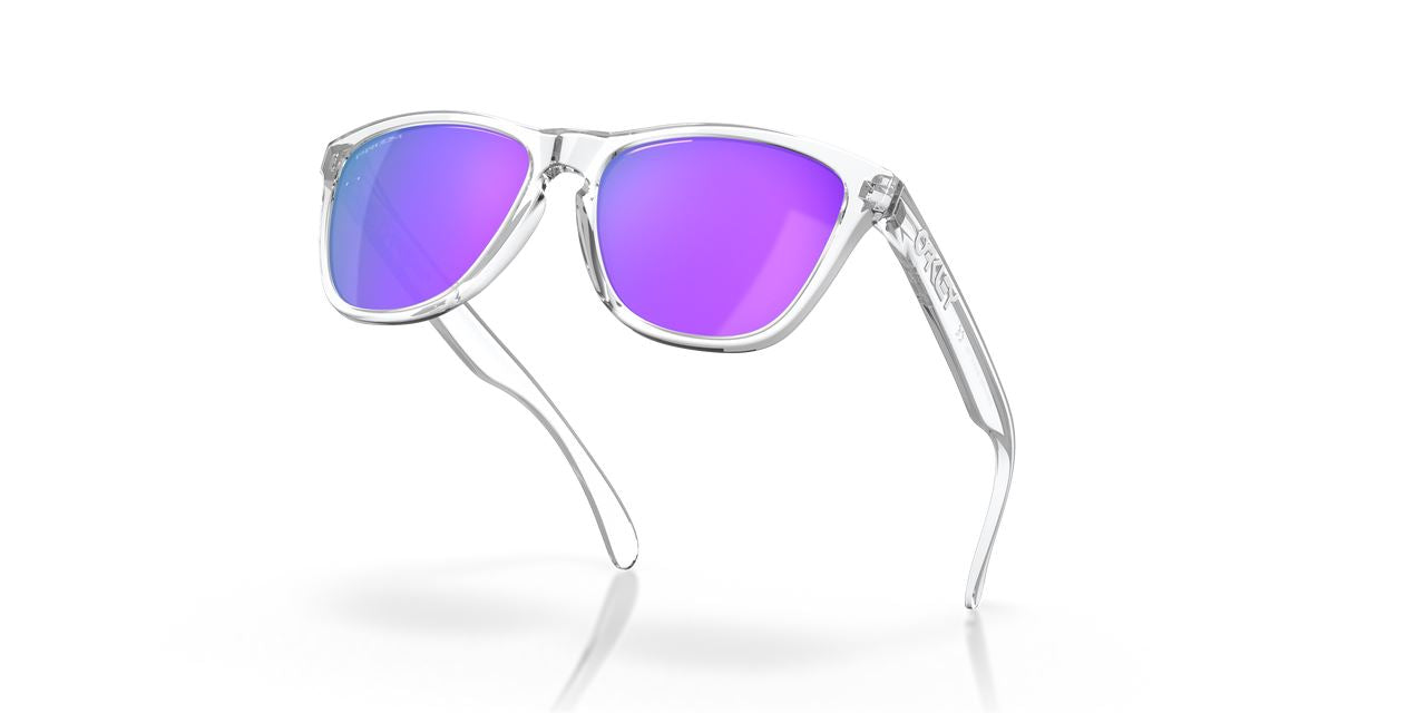 Oakley Frogskins Sunglasses Violet Lenses Polished Clear Stylish Frame Driving