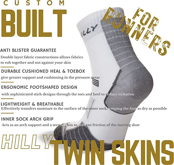 Hilly Twin Skin Anklet Socks For Sports & Running – White/Grey -3 Pairs for 2