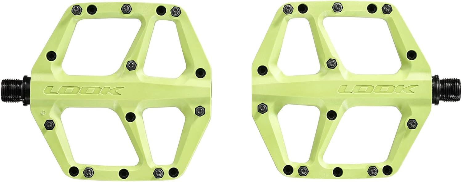 LOOK Trail Fusion Bike Pedals Lightweight Composite Flat With 8 Pinks - Lime