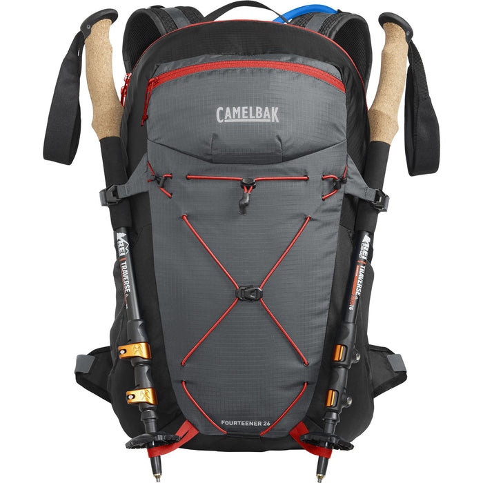 Camelbak Fourteener 26 Hydration Hiking Backpack 26L Capacity Outdoor Cycling 3L Reservoir Rucksack-Graphite/Red Poppy