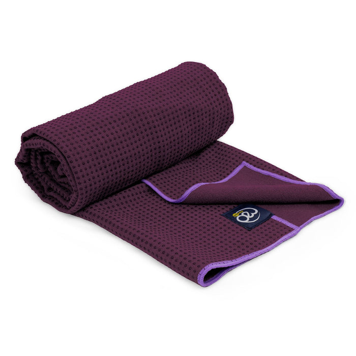 Fitness Mad Grip Dot Hot Yoga Pilates Towel - Aubergine
