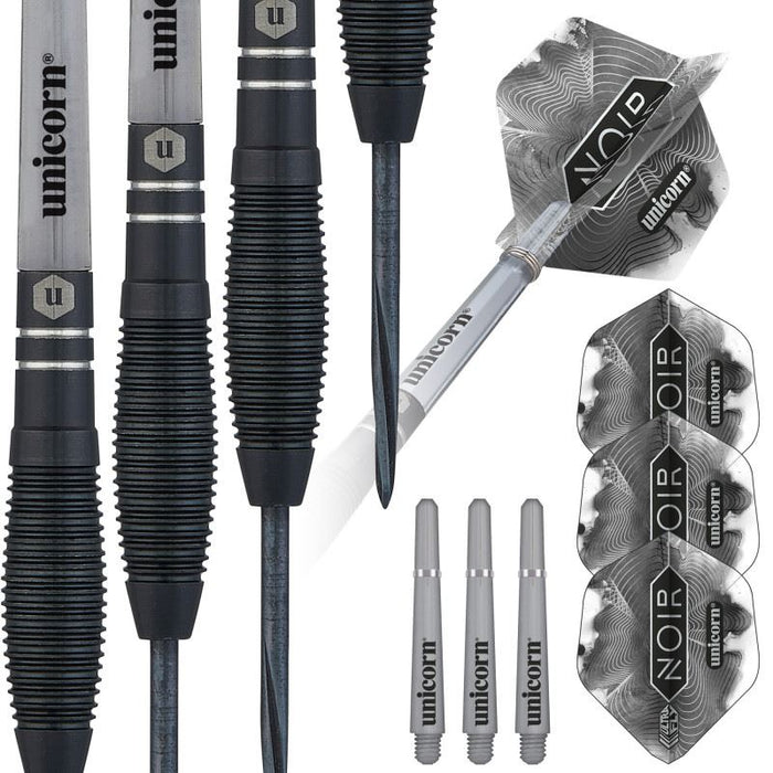 Unicorn Noir Style 1 Steel Tip Dart Set – 90% Tungsten Professional Darts