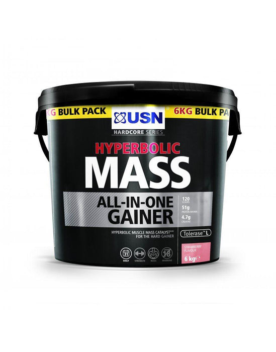 USN Hyperbolic Muscle Mass All-In-One Muscle Gaining And Growth Powder - 6kg -Strawberry