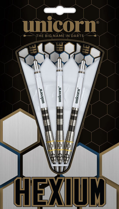 Unicorn Darts Hexium Black & Gold Style 1 90% Tungsten Phase 6 Dart Set