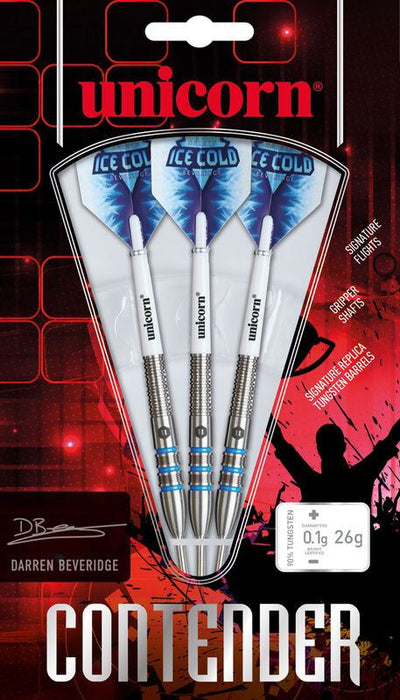 Unicorn Darren Beveridge 90% Tungsten 26g Steel Tip Darts - Contender Set