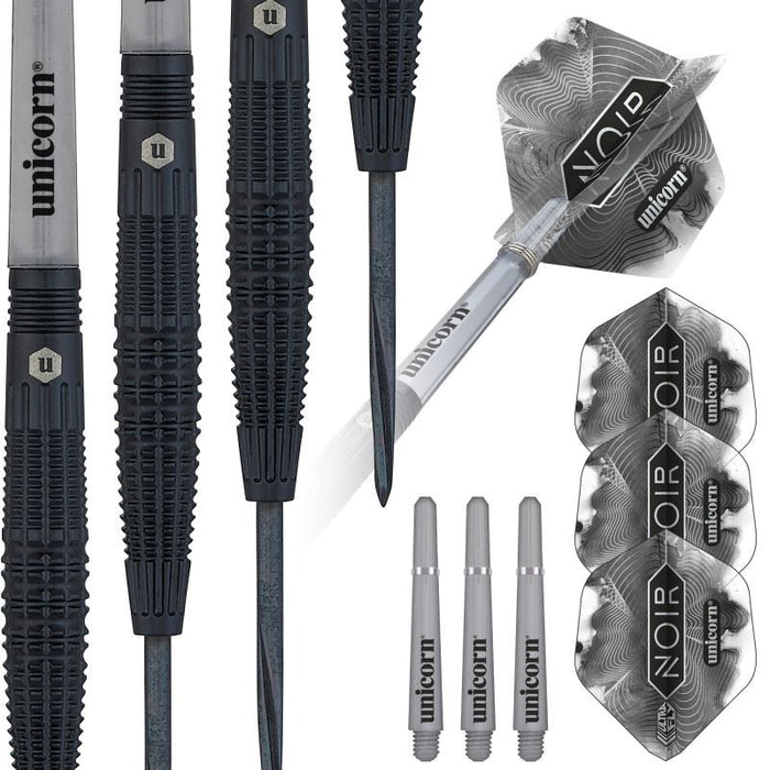 Unicorn Noir Style 2 Steel Tip Dart Set – 90% Tungsten Darts for Professionals