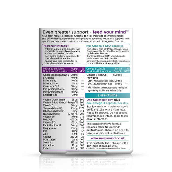 Vitabiotics Neuromind Plus Boosts Brain Functions Multivitamin Supplements - 56