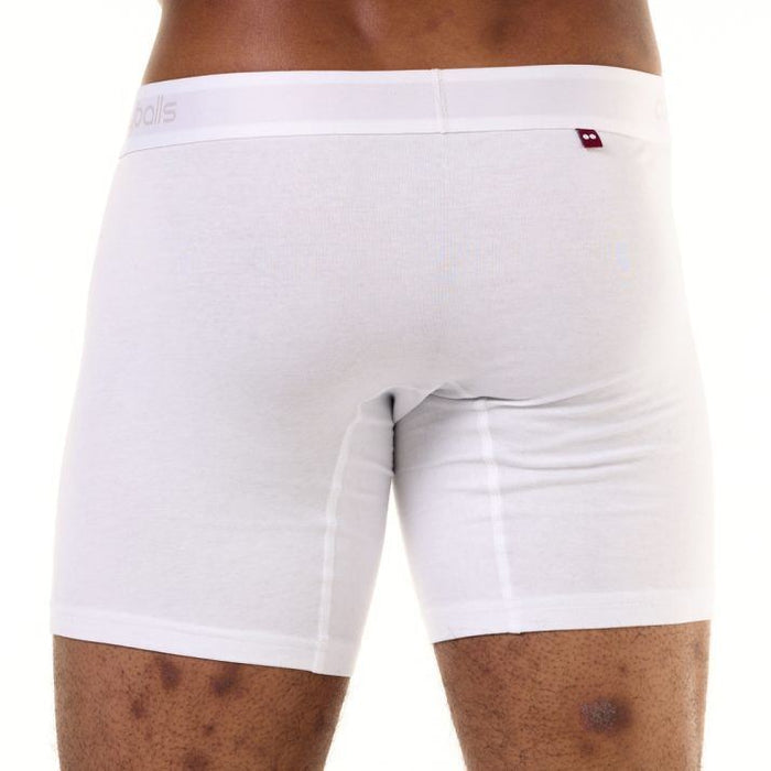 Comfyballs Long Boxer Shorts Mens Comfycel Classic Fit Extra Soft Trunk - White