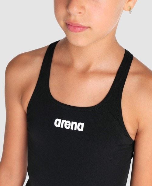 Arena Team Girls Swim Pro Solid 50+ UV Protection Sports Swimwear - BlackArena