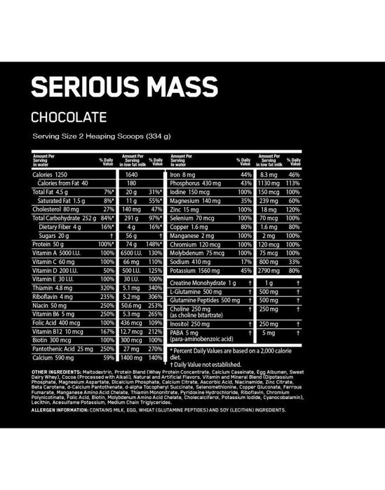 Optimum Nutrition Serious Mass Weight Muscle Gain Calorie Rich Protein - 5.45kg