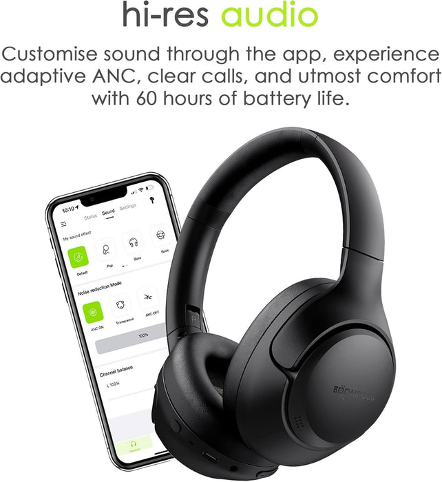 Boompods Orbit ANC Over Ear Noise Cancelling Headphones with Microphone Black