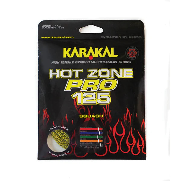 Karakal Hot Zone Pro 125 Squash Racket String Braided 11m Coil - Yellow/Black