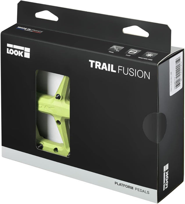 LOOK Trail Fusion Bike Pedals Lightweight Composite Flat With 8 Pinks - Lime