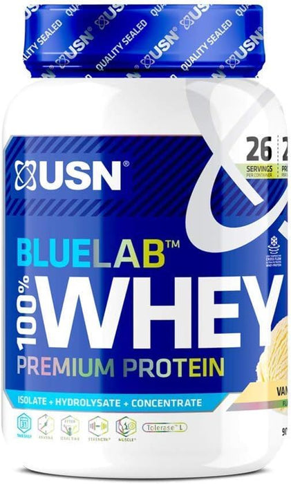 USN Blue Lab Whey Isolate Protein Powder Muscle Building Vanilla Shake 908g