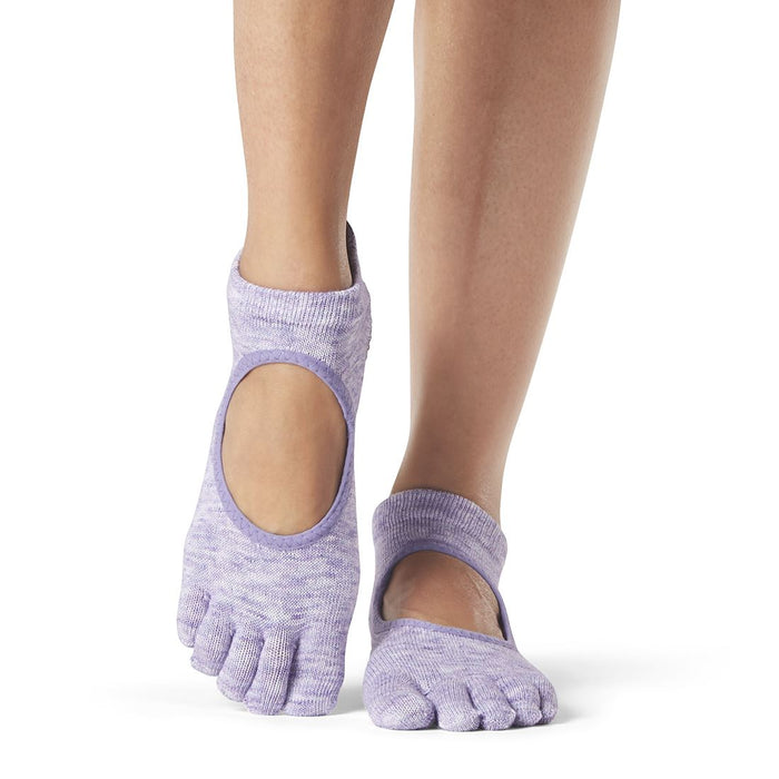 Toesox Womens Full Toe Bellarina Non Slip Socks Fitted Heel - Heather Purple