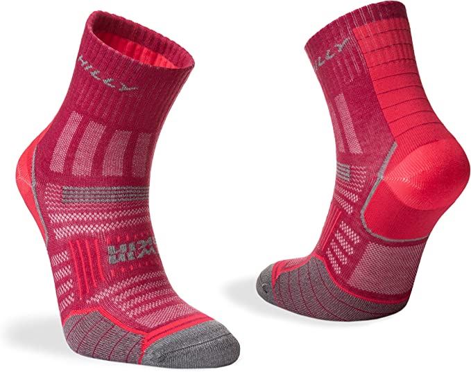 Hilly Womens Ankle Running Socks Twin Skin Cushioned - Magenta - 3 Pairs for 2