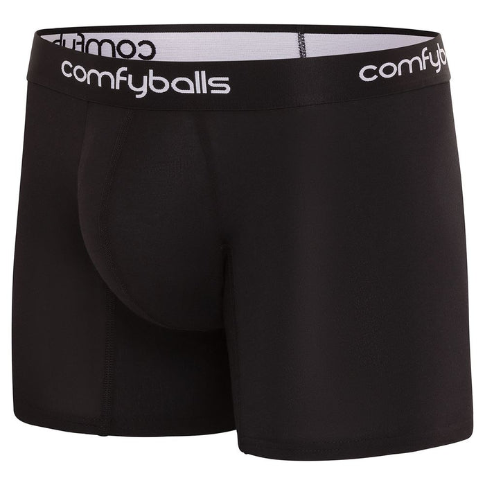 Comfyballs Long Boxer Shorts Mens Comfycel Classic Fit Underwear-Black & White