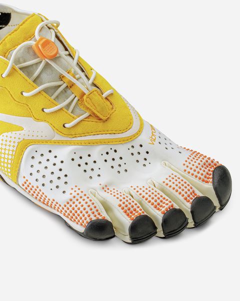Vibram V-Run Five Fingers Barefoot Mens Running Shoes Trainers - Ivory/Yellow
