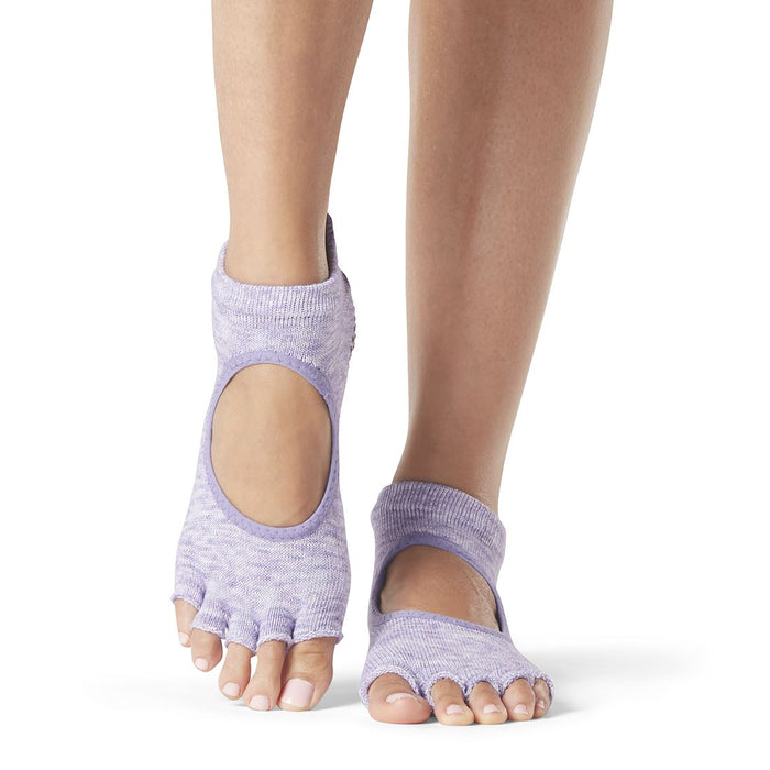 Toesox Womens Full Toe Bellarina Non Slip Socks Fitted Heel - Heather Purple