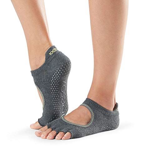 Toesox No Toe Bellarina Yoga Martial Arts Grip Socks Charcoal/Lime-X-Small