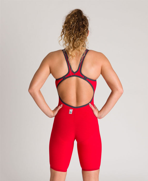 Arena Womens Powerskin Swimming Kneesuit Open Back Carbon Air² Race Swimwear Red