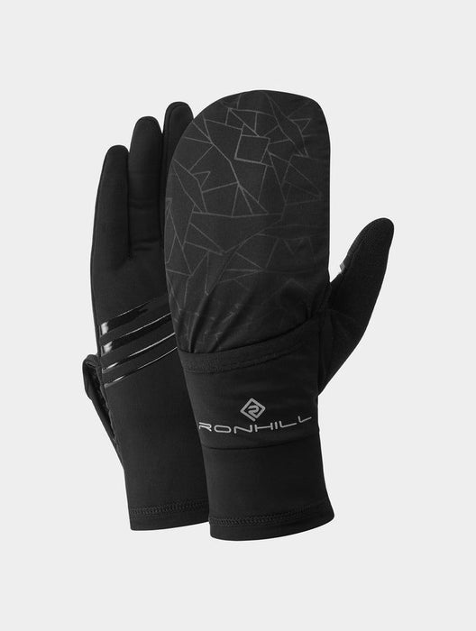 Ronhill Womens Flip Gloves Winter Thermal Fingerless Warm Windproof Black Mitten