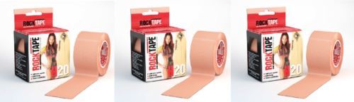 Rocktape H2O Tape Extra Sticky Adhesive Kinesiology Rolls x 3 - Beige