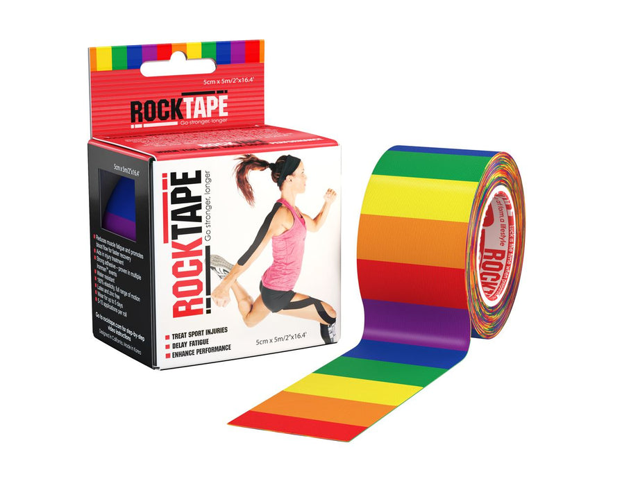 Rocktape Kinesiology Tape Athletic Adhesive Patterned Medical Roll x 3 - Rainbow