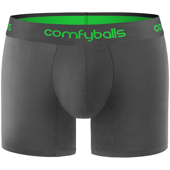 Comfyballs Men's Performance Long Boxer Shorts Fitness Underwear Charcoal Viper