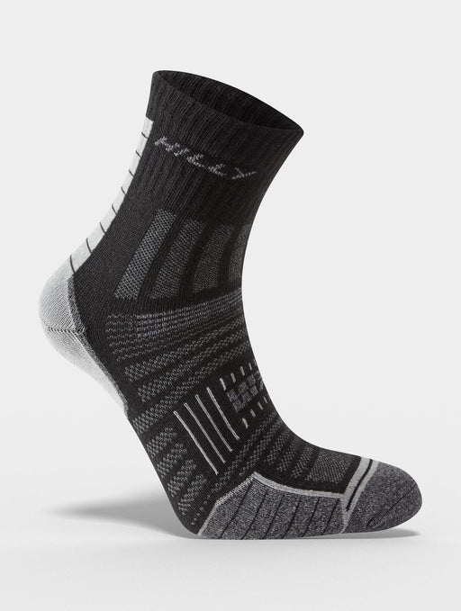 Hilly Mens Twin Skin Anklet Socks Sports Running Socks - Black / Grey MarlFITNESS360