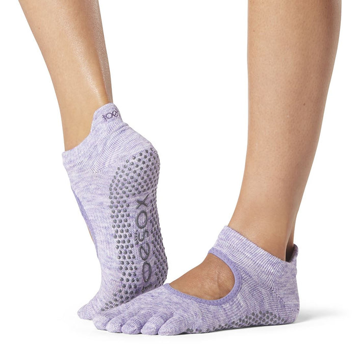 Toesox Womens Full Toe Bellarina Non Slip Socks Fitted Heel - Heather Purple