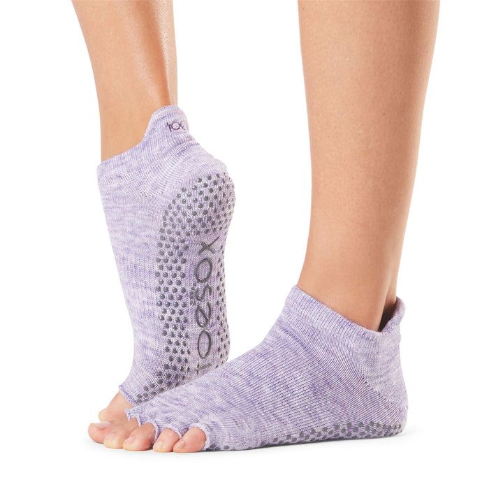 Toesox Womens Half Toe Low Rise Bellarina Socks Fitted Heel - Heather Purple