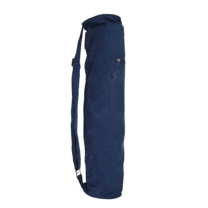 Fitness Mad Jute Cotton Yoga Mat Bag Comfort For Pilates & Exercise - Dark Blue