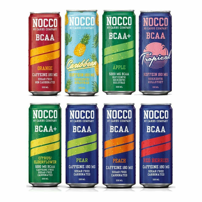 Nocco BCAA+ Cans Fizzy Sports Amino Acid Energy Drink - 330ml x 24