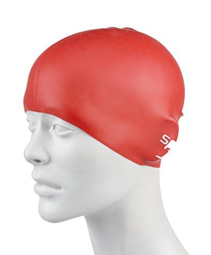 Speedo Junior Plain Moulded Silicone Hydrodynamic Durable Swimming Cap -Red