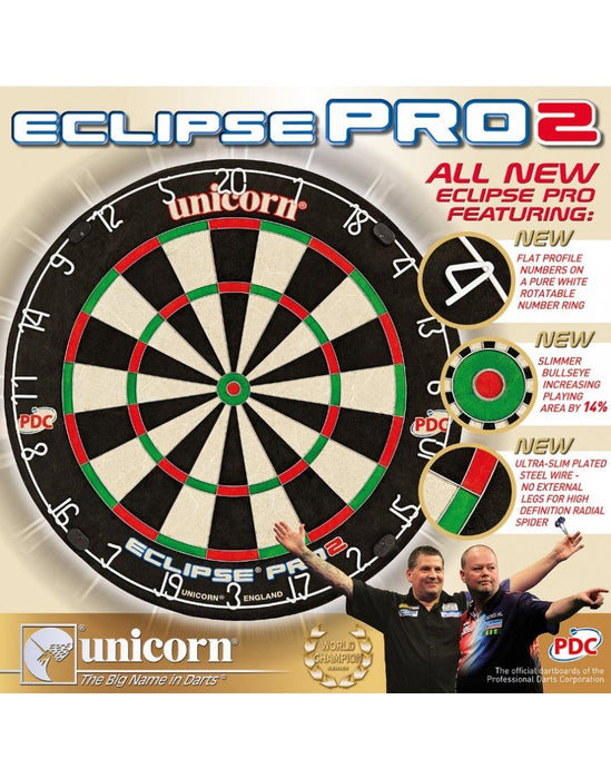 Unicorn Darts Eclipse Pro 2 Bristle Board PDC Quality Competition Dartboard